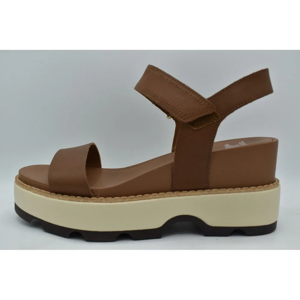 Sorel Women Size 10 Joanie IV Velvet Tan Brown Y Strap Wedge Sandals Shoes